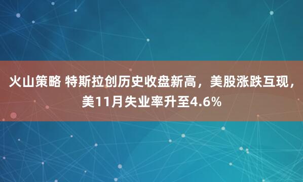 火山策略 特斯拉创历史收盘新高，美股涨跌互现，美11月失业率升至4.6%