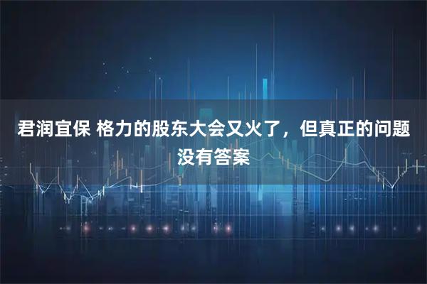 君润宜保 格力的股东大会又火了，但真正的问题没有答案